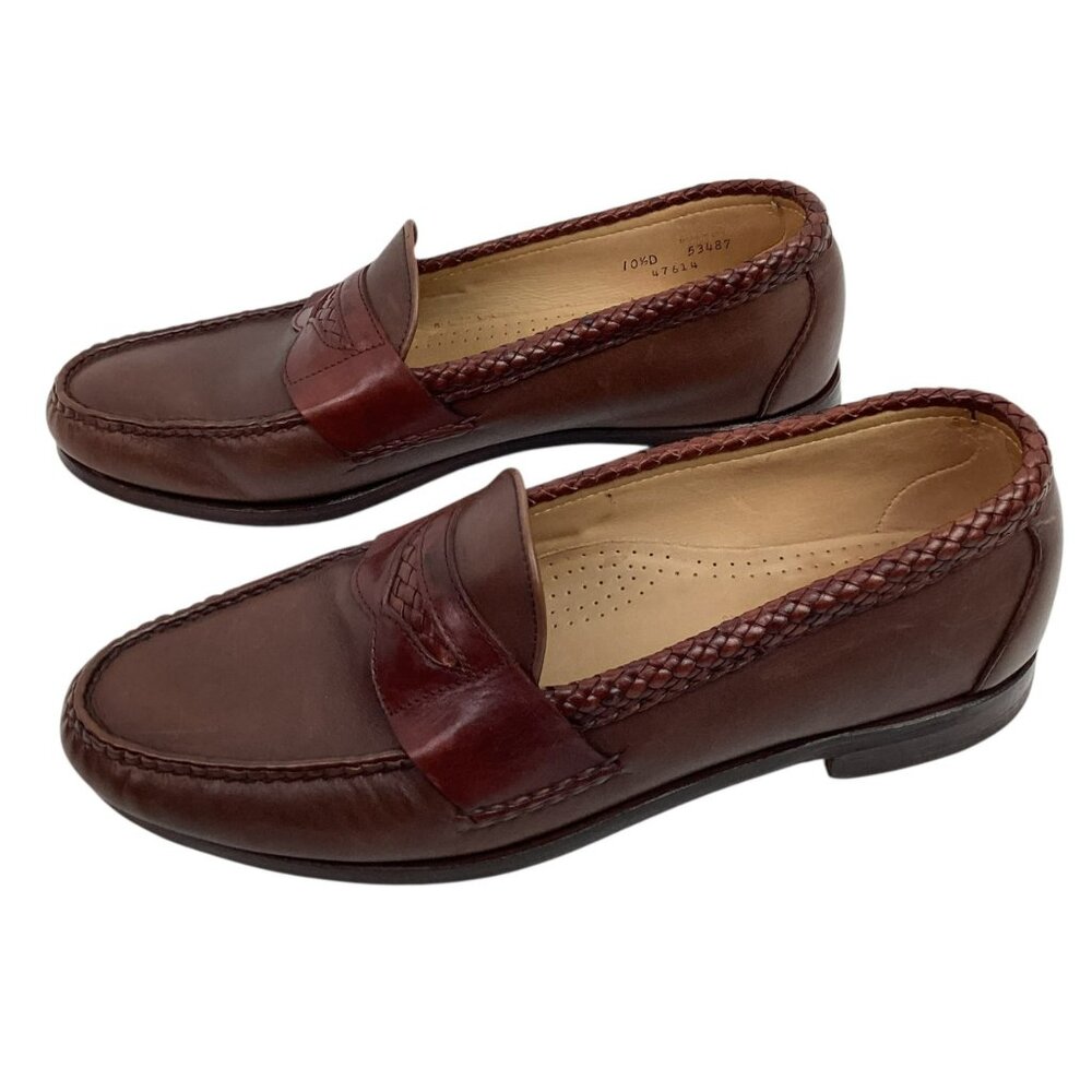 Allen Edmonds Newcastle Mens 10.5D Braided Leather Loafers Brown